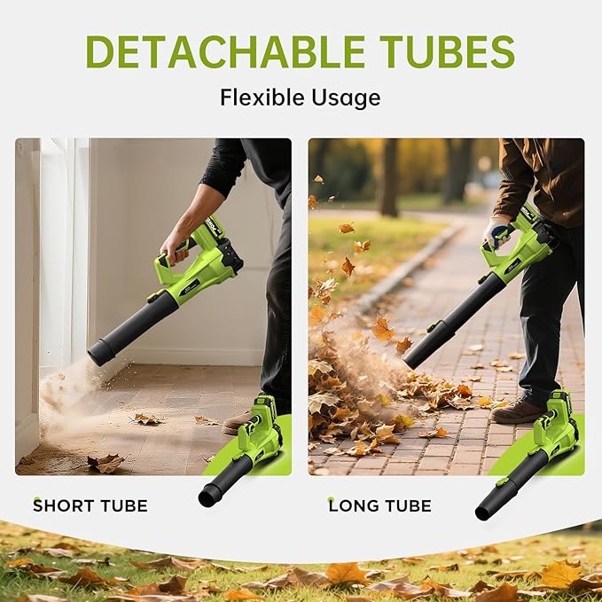 Leaf Blower Cordless,SIXCRAFTSMEN 21V Cordless Electric Blower with 2 Batteries and Fast Charger, 6-Speeds Lightweight Leaf Blower with Extension Tube for Patio, Lawn,Garage,Blowing Leaves, Dust, Snow