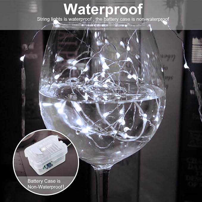 AIKEI 48 Pack LED Fairy Lights Battery Operated, Fairy String Lights Waterproof 7 Feet 20 Led Firefly Starry Lamps for Wedding Party Bedroom Garden Halloween Christmas Decoration White