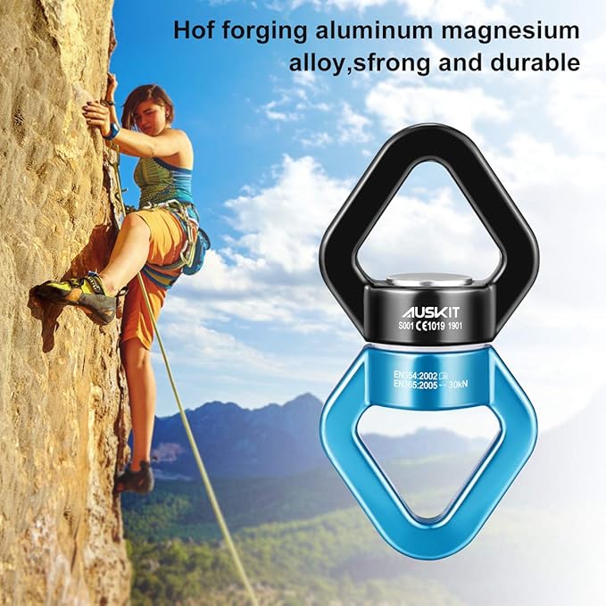 Black Blue Swing Swivel, 30 KN Safest Rotational Device Hanging Accessory