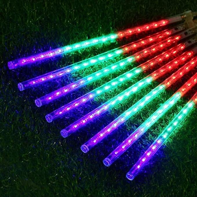 Christmas Lights Outdoor UL Certified 24 Tubes 576 LEDs (Equivalent to 3 Sets of 8 Tubes) Meteor Shower Light Falling Rain Drop Icicle Lights for Christmas Decorations Decor, Multicolor