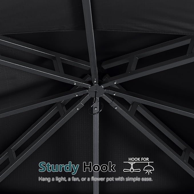 MASTERCANOPY Outdoor Garden Gazebo for Patios with Stable Steel Frame and Netting Walls (10x12,Black)