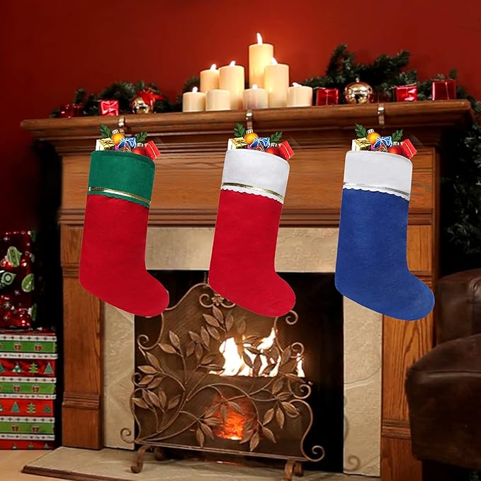 24 Pack Candy Cane Christmas Stockings, 19 Inches Red and White Christmas Stockings for Family Christmas Holiday Decorations