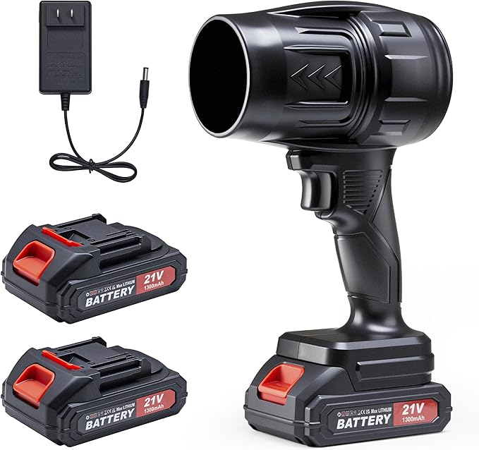 Cordless Leaf Blower Variable Speed,21V 1.7LB Lightweight Handheld Blower with 2 Pack Batteries&60 Mins Runtime,for Yard,Patio,Car Drying,Snow,Garage,Deck Cleaning