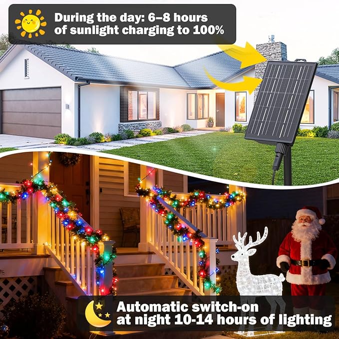 SOLARBABY Solar Christmas Lights Outdoor,142Ft Big 400 LED Beads Solar String Lights with Remote,19 Modes Fairy Christmas Light Solar Waterproof for Garden Patio Xmas Tree Christma Decor,Multicolor