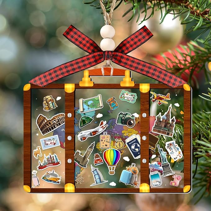 Tesuivra Personalized Christmas Ornaments 2025 - World Globe Traveler Ornament for Christmas Tree Travel Adventures Vacation Gifts Holiday Decoration