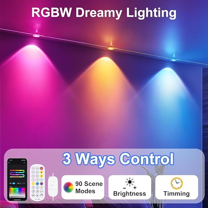 Brightever Permanent Outdoor Lights, 105FT Smart RGBIC Outdoor Christmas Light with 50 LED Eaves Lights, 90 Scene Modes, IP65 Waterproof Outdoors Decorations for House, Garden, APP/Remote Control
