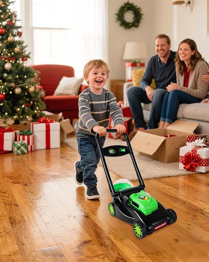 Kids Lawn Mower with Realistic Grass-Cutting Action and Sounds – No Batteries Required | Fun Outdoor Push Toy, Birthday Gift & Holiday Present for 3, 4, 5, 6, 7, 8 Year Old Boys and Girls (Black)