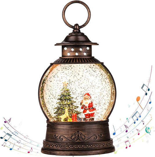 Christmas Snow Globe Lantern, Christmas Decorations Musical Snow Globe, USB & Battery Powered Singing Water Lantern, Rotating Flashing Lanterns, Christmas Home Decoration and Xmas Gifts