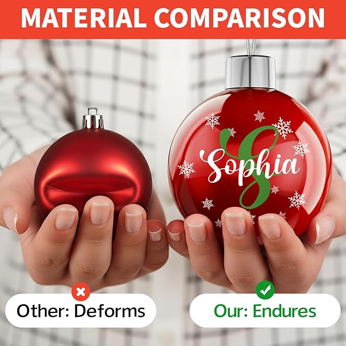 Personalized Letter Ornaments for Christmas Tree - Custom Christmas Balls, Name & Monogram Ball Ornaments, Customized Initial Ornament, Family Keepsake