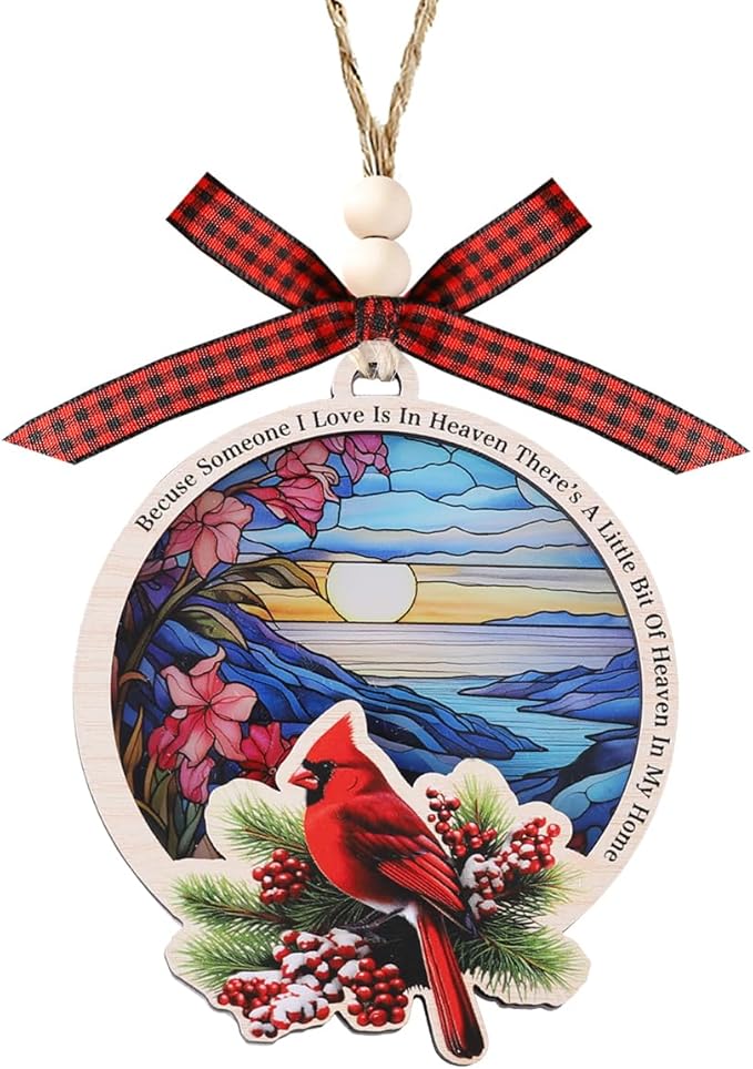 Tesuivra Cardinal Christmas Ornaments for Christmas Tree Decor - Red Cardinal Keepsake Decorative Hanging Ornament - Memorial Gifts for Loss of Loved One