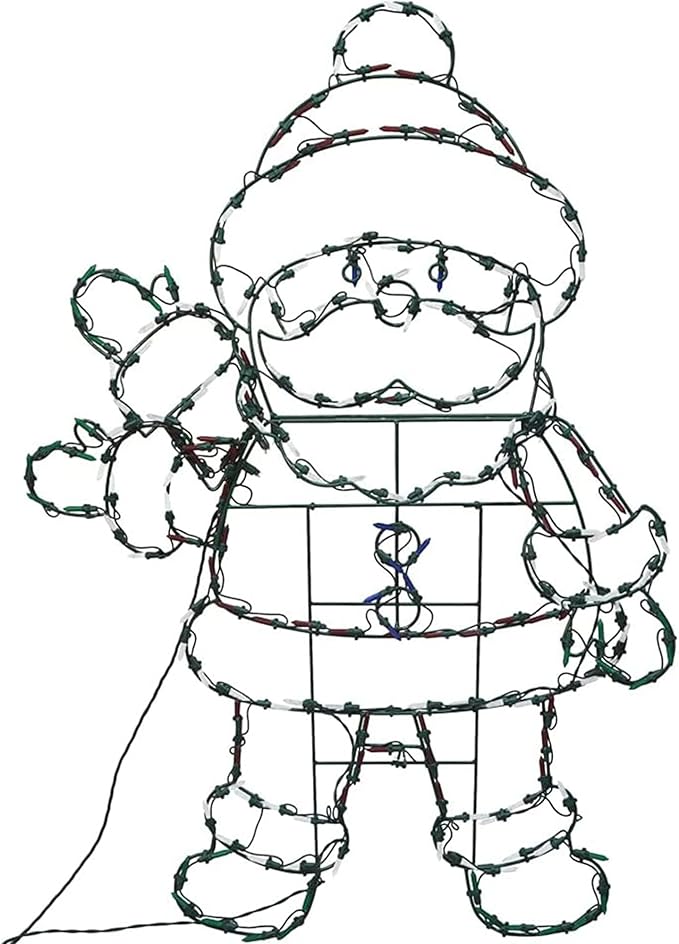 PRODUCTWORKS Pro-Line 48 Inch Waving Santa Indoor/Outdoor Christmas Yard Decoration, 200 Animated LED Multi-Color Lights