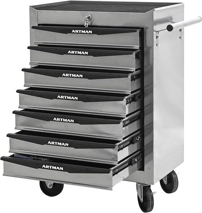 RYH 4-7 Drawers Rolling Tool Chest & Tool Box on Wheels | Heavy Duty Metal Cart with Ball Bearing Drawers | Fits US General Tool Box for Garage Storage (Silver, 7 Drawers£¨30.5 H ¡¿ 20.9 W ¡¿ 13 D)