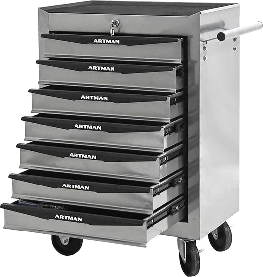 RYH 4-7 Drawers Rolling Tool Chest & Tool Box on Wheels | Heavy Duty Metal Cart with Ball Bearing Drawers | Fits US General Tool Box for Garage Storage (Silver, 7 Drawers£¨30.5 H ¡¿ 20.9 W ¡¿ 13 D)