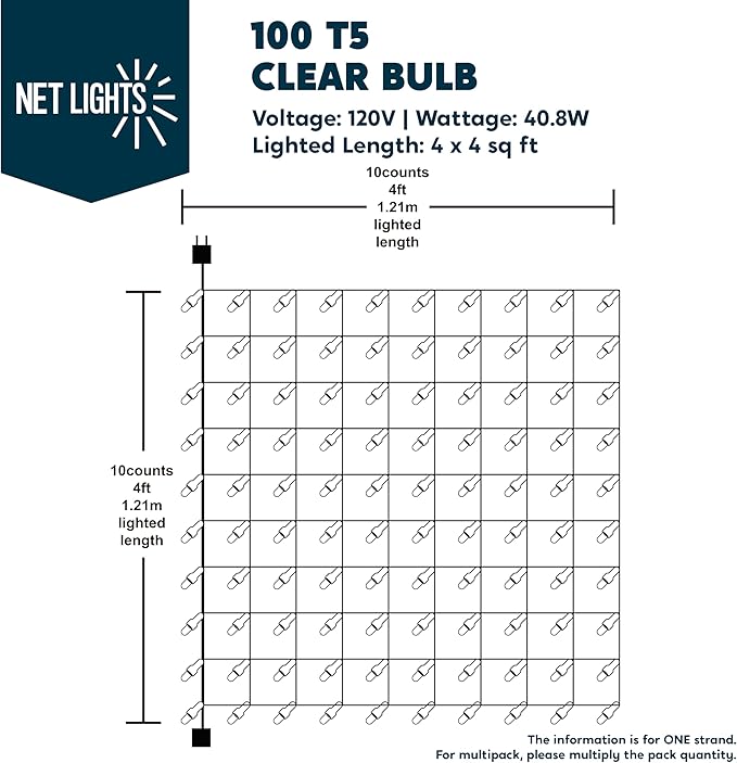 Joiedomi Christmas Net Lights,100 Warm White Net Lights for Indoor & Outdoor Decorations, Christmas Eve Night Decor, Christmas Tree, Bushes