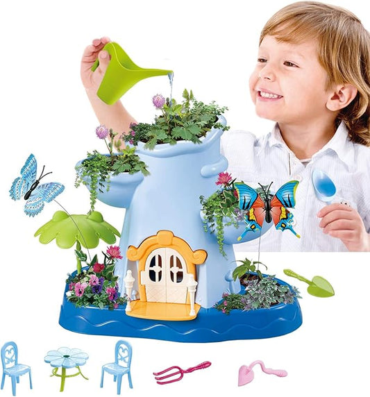 Vokodo Kids Magical Garden Growing Kit Includes Tools Seeds Soil Flower Plant Tree Interactive Play Fairy Toys Inspires Horticulture Learning Great Gift for Children Girls Boys