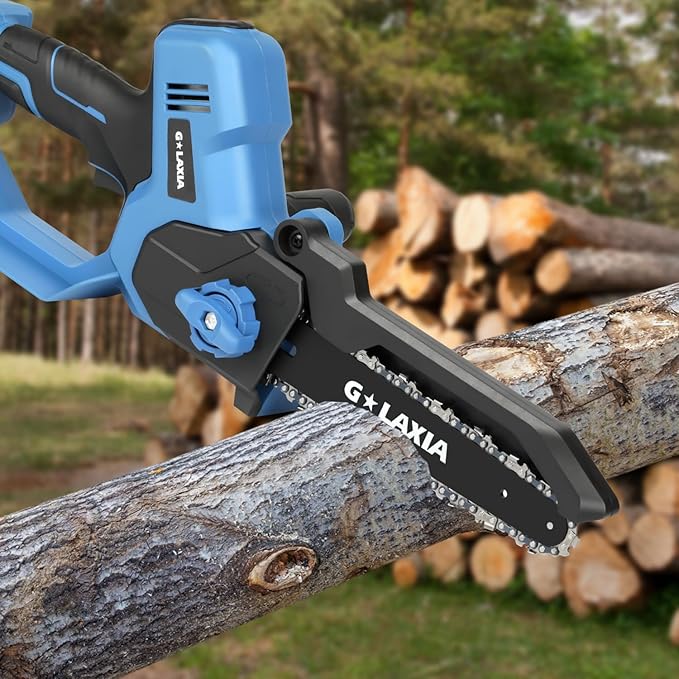 Battery Chainsaw 8 Inch with 2 batteries, Handheld Chain Saw Pruning Shears Chainsaw for Tree Branches, Courtyard