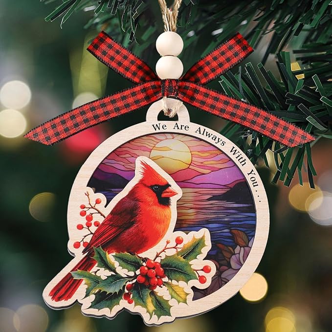 Tesuivra Cardinal Christmas Ornaments for Christmas Tree Decor - Red Cardinal Keepsake Decorative Hanging Ornament - Memorial Gifts for Loss of Loved One