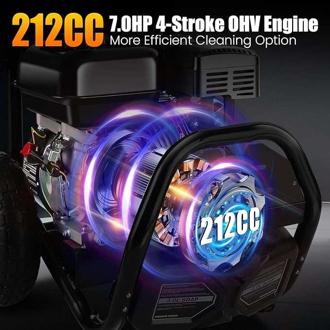 4200PSI Gas Pressure Washer 4.0GPM Gas Power Washer 212CC Gas Powered Washing Machine Commercial High Pressure Washer with 25ft Hose&5 Nozzles for Patio Garden Yard Vehicle,EPA/CARB/ETL