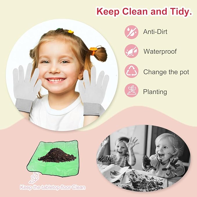 QSQSRUCH 4 Set Flower Garden Kit for Kid, Painting & Plant Kits for Ages 4-8,Arts and Crafts Set, Girls Gifts 8-10,Girls Toys Age 6-8, Gift for 4 5 6 7 8 9 10+ Year Old Girl