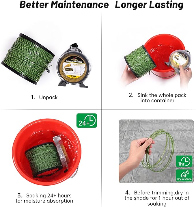 A ANLEOLIFE 5-Pound Heavy Duty Square .155-Inch-by-442-ft String Trimmer Line in Spool, with Built-in Line Cutter
