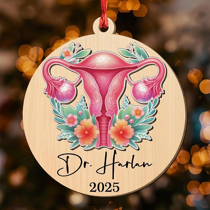 Customized Year & Name OB-GYN Doctor 3D Wooden Ornament, Personalized OBGYN Appreciation Retirement Ornaments Gift for Women Men Friends Doctor, OBGYN Hanging Christmas Tree Ornament for Anniversary