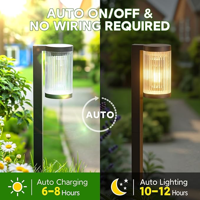 Solar Pathway Lights Outdoor, 6 Pack Upgraded Outdoor Solar Lights for Outside Super Bright Up to 12Hrs, IP65 Waterproof Solar Garden Lights for Yard Path Walkway Decor Landscape Lighting