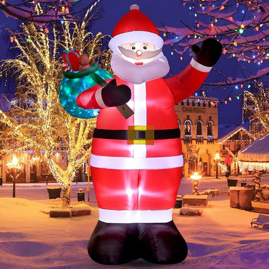 12 FT Giant Christmas Inflatable Santa Claus Outdoor Yard Decor with LED Lights and Metal Stakes - Blow Up Holiday Lawn and Garden Decoration- Perfect for Festive Home Display