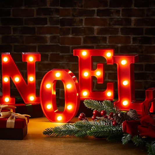 VIHOSE LED Letter Lights Sign - Battery Powered Letter Lights for Home Bar, Bedroom, Tabletop Decoration - Gift (Noel)