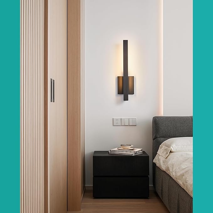 15" Ht Modern Minimalist Linear Outdoor Wall Light,3000K 13W Integrated LED,Textured Black Anti-Rust Metal,Wet Rated for Exterior House, Porch & Patio,Garage,Yard Front Door,Garden.
