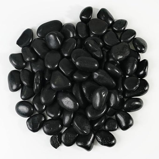 StoneCreek 12 LBS River Rocks, Large Size, Decorative Garden Stones for Plant Landscaping, Polished Gravel Filler Pebbles for Home Decoration, Vases, Succulents(Black Pebbles)