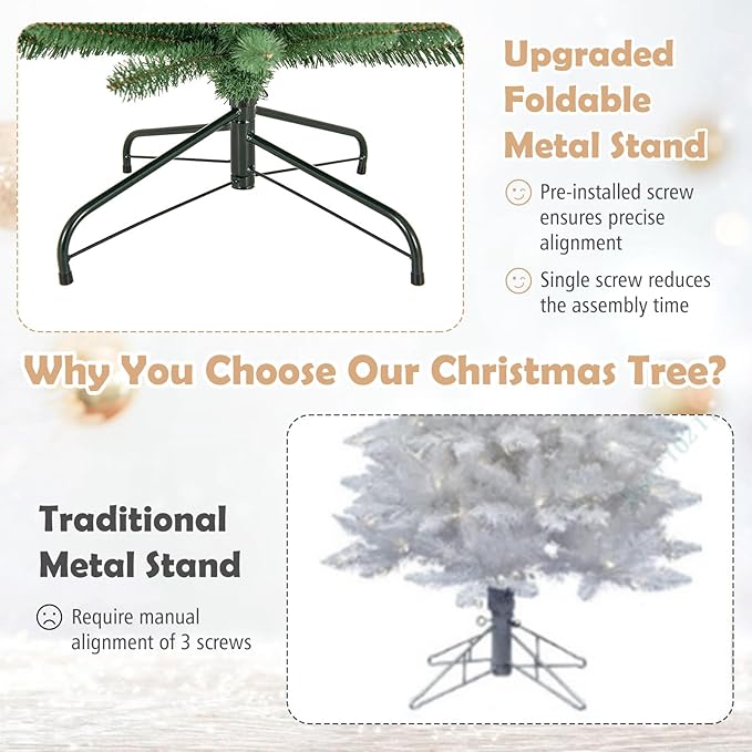 GOFLAME 7FT Prelit Pencil Christmas Tree, Slim Artificial Xmas Tree with 523 Memory Wire Branch Tips, 190 Warm White LED Lights & Upgraded Metal Stand, Seasonal Holiday Decoration Tree for Home Party
