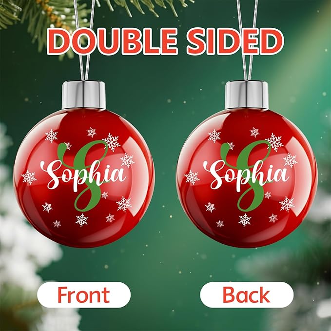 Personalized Letter Ornaments for Christmas Tree - Custom Christmas Balls, Name & Monogram Ball Ornaments, Customized Initial Ornament, Family Keepsake