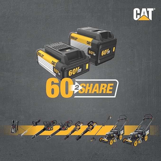 Cat DG651 60V 800 CFM 170 MPH High-Powered Leaf Blower Cordless, Adjustable Speed Blowers for Lawn Care, Lightweight Cordless Leaf Blower with Variable Air Control ? Battery & Charger Included