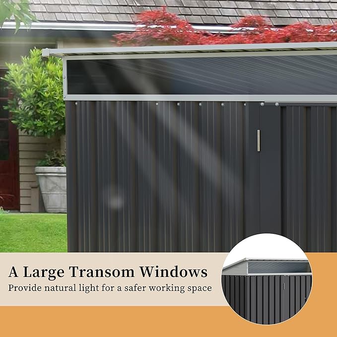 Vongrasig 6x4 FT Outdoor Storage Shed, Metal Garden Shed Clearance with Window and Lockable Door, All-Weather Sloping Roof Tool Shed for Backyard, Patio, Dark Gray