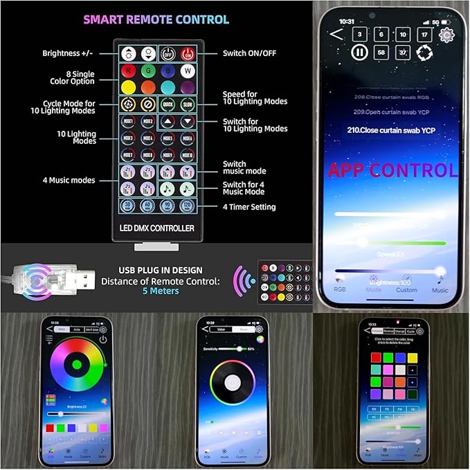 Outdoor Christmas Decorations Tree String Light with Remote APP Control 10FT 305LED Waterfall RGB Color Changing Waterproof Hanging Twinkle Fairy Light 210 Mode Timer Music Sync