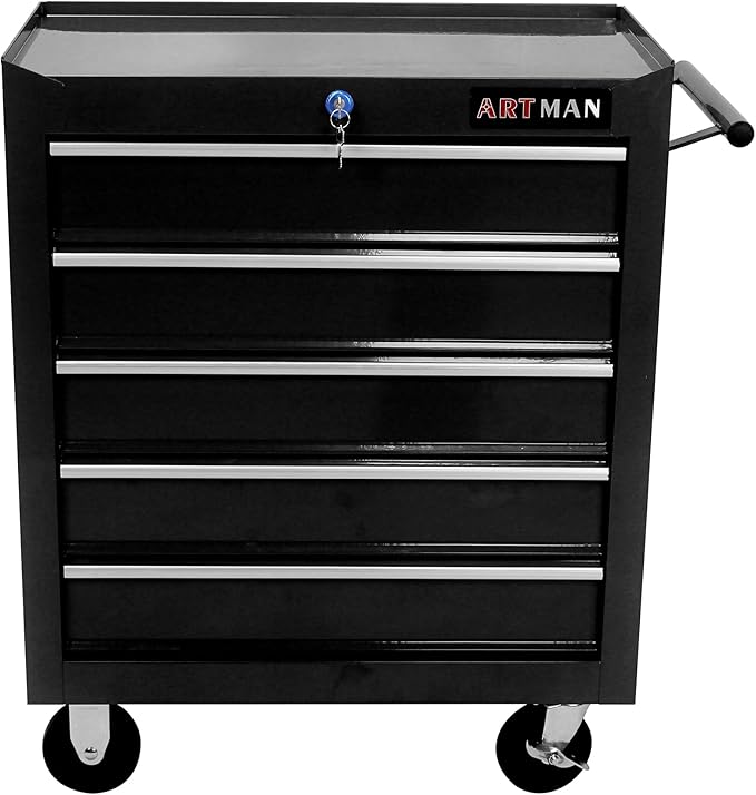 RYH 5Drawers Rolling Tool Chest & Tool Box on Wheels | Heavy Duty Metal Cart with Ball Bearing Drawers | Fits US General Tool Box for Garage Storage (Black, 5 Drawers£¨29.9 H ¡¿ 24.2 W ¡¿ 12.9 D)