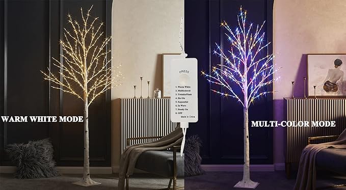 Birchlitland LED Birch Tree 4FT 200L Multiple Colors Fairy Lights, Lighted Trees for Indoor Outdoor Home Thanksgiving Christmas Holiday Decoration