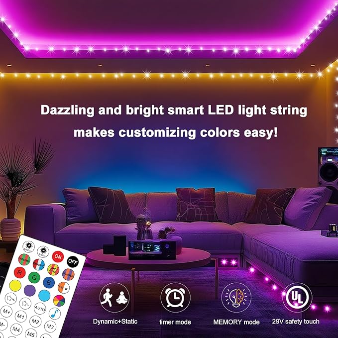 520 LED RGB 120+ Modes Christmas Lights 170FT Color Changing LED String Lights Plug in Dimmable & Timer IP44 Waterproof Outdoor Twinkle Lights for Bedroom Tree Party Christmas Tree Decor