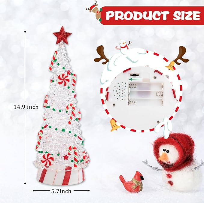Small Christmas Tree Candy Tree 13 Inch Tabletop Christmas Tree Vintage Christmas Decoration Battery Operated Mini Transparent Christmas Acrylic Tree with LED Lights