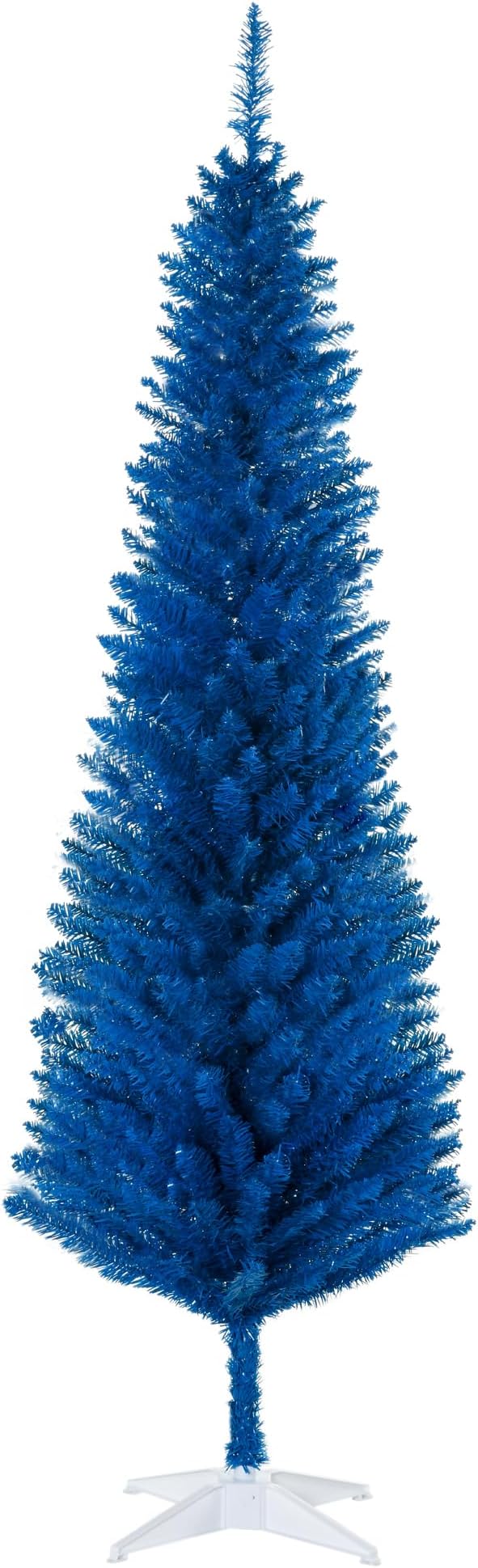 HOMCOM 6' Artificial Pencil Christmas Tree, Slim Xmas Tree with 390 Realistic Branch Tips and Plastic Stand, Blue
