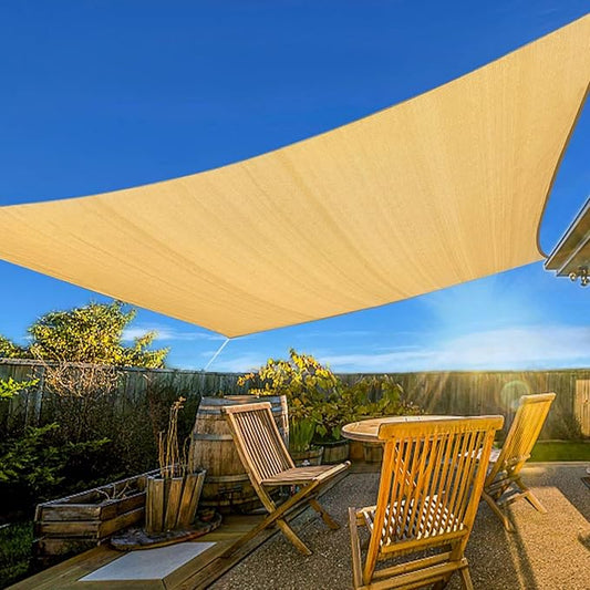 Artpuch Sun Shade Sail, 16'X20' Sand Rectangular, Curved Edged Commercial Grade 185GSM Permeable Outdoor Shade Cloth for Deck, Backyard, Patio (Custom Sizes Made)