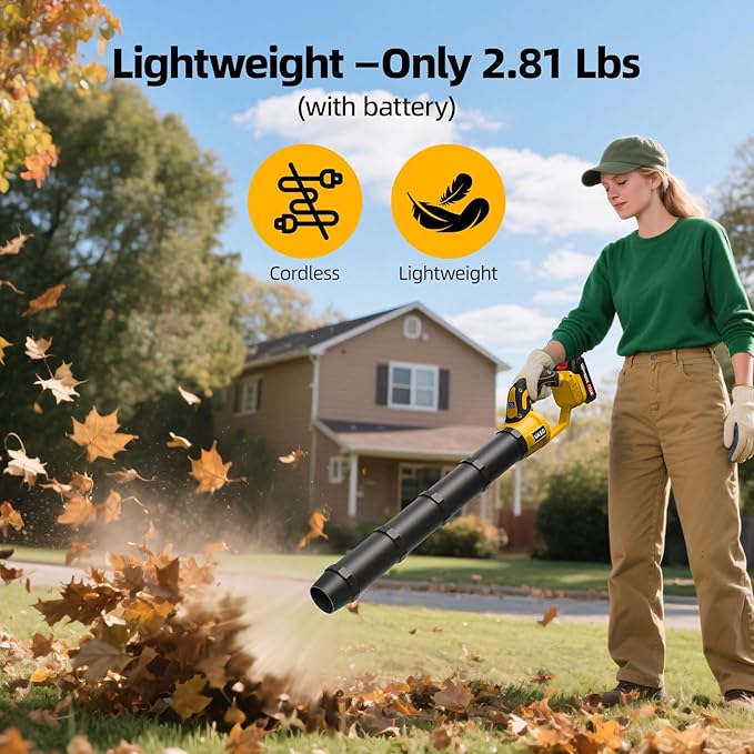VASG Leaf Blower Cordless ? Lightweight Handheld Electric Leaf Blower with Variable Speed, 21V 3¡¿2.0Ah Batteries & Fast Charger for Effortless Lawn, Yard, Garden, Patio, Driveway & Leaf Cleanup