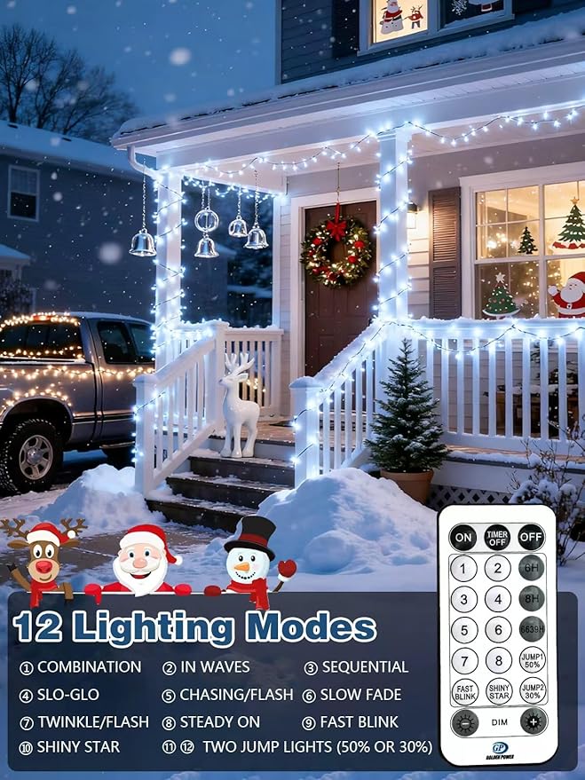 Voice Controlled Christmas Lights with Remote, 264 FT 800 LED String Lights Indoor Outdoor with 12 Modes 3 Timers, Dimmable Twinkle Light Plug in Waterproof for Xmas Tree Party Decor, Cool White