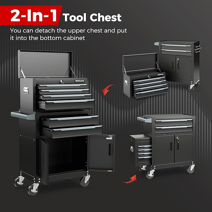 Goplus Tool Chest, 6 Drawers Extra Large Rolling Too Storage Cabinet with 4¡± Universal Lockable Wheels, Auto Lock, Protective Liner, 2-in-1 Heavy Duty Tool Box for Garage, Workshop