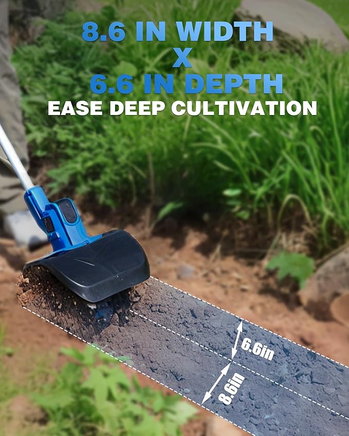 LUXTER 20V Cordless Tiller for Gardening 8.6 Inch Electric Garden Cultivator with 48 Steel Tines Lightweight Cultivators 2¡¿4.0AH Batteries & Fast Charger for Smooth Ground Breaking,Tending,Composting