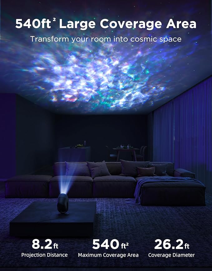 Govee Star Projector Lights, 7-Zone Colorful Nebula Effect, Work with Matter, 540ft² Coverage, LED Ceiling Lights for Bedroom, 50+ Scenes, 18 White Noise, Room Decor, Gifts for Kids, Sleep Lamp