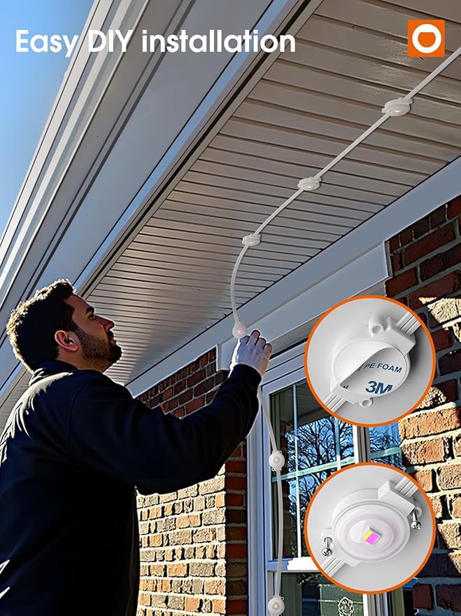 addlon Permanent Outdoor Lights, 150FT with 90 Dual-LED Design, RGB & Warm White Eave Lighting, Remote & App Control, Cuttable & Extendable, IP67 Waterproof, for Halloween Décor, Christmas Light
