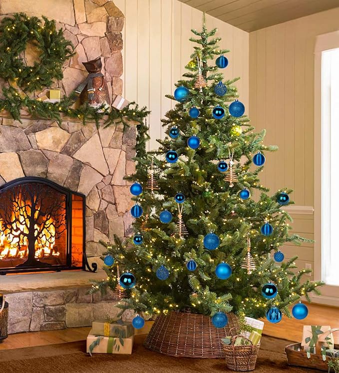 30PCS 2" Christmas Ball Ornaments Shatterproof Blue Christmas Tree Decorations Xmas Tree Balls Halloween Ornaments Décor