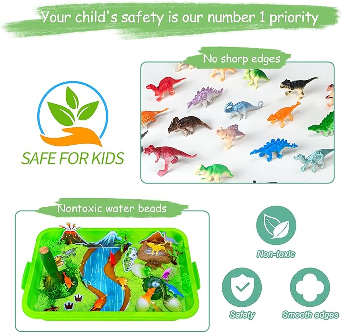 Sensory Bin, 49 Pcs Dinosaur Sandbox Kits with 2.2lb Magic Sand & Dinsoaur Figures, Play Sand Art Kit for Boys Girls Toddles Sensory Bins Sand Toys Birthday Gift Dinosaur Party Favors