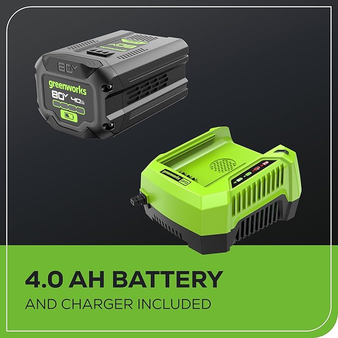 Greenworks 80V 21" Brushless Cordless (Push) Lawn Mower (LED Headlight + Aluminum Handles), 4.0Ah Battery and Rapid Charger Included (75+ Compatible Tools)